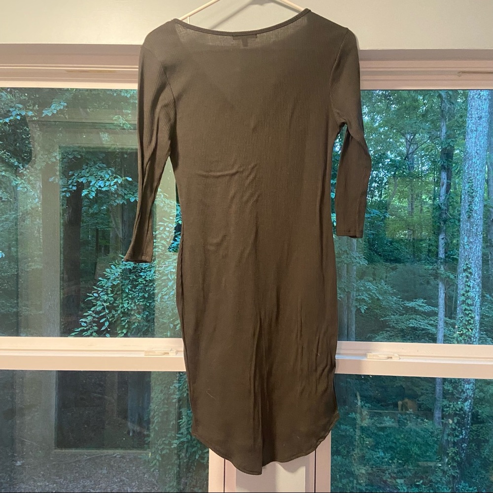 Charlotte Russe Olive Army Green Long Sleeve Body Con Dress - Medium - Picture 4 of 4